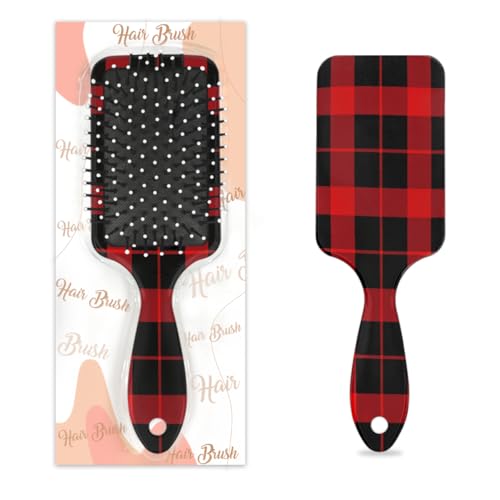 Weihnachts-Haarbürste mit Karomuster, feucht, trocken, Luftkissen, Haarbürste, Kunststoff, Entwirrer, Haarbürste für Kinder und Erwachsene, Geschenk für Damen und Herren von Mexpekil