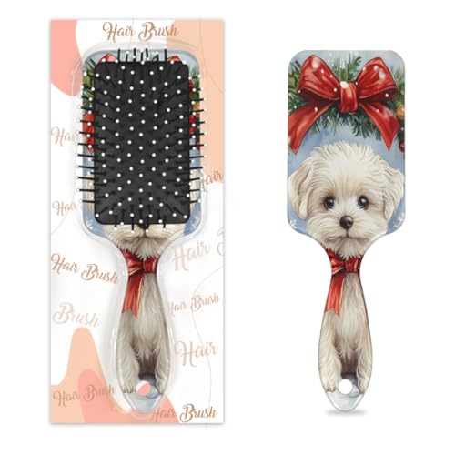 Weihnachts-Hundehaarbürste, Weihnachtsblätter, Schneeflocke, nasses, trockenes Luftkissen, Haarbürste aus Kunststoff, Entwirrer, Haarbürste für Kinder und Erwachsene, Geschenk für Damen und Herren von Mexpekil