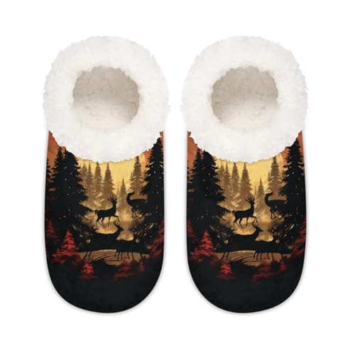 Weihnachts-Rentier-Hausschuhe für Damen und Herren, Baum-Muster, Memory-Schaum, Hausschuhe, Hausschuhe, Socken, multi, 37.5/38.5 EU Weit von Mexpekil