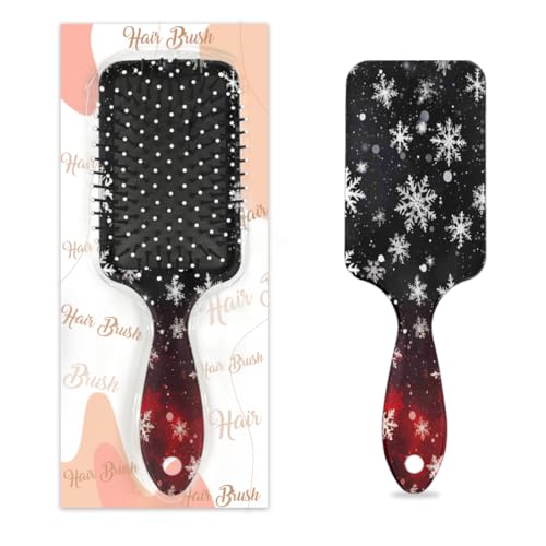 Weihnachts-Schneeflocken-Haarbürste, Wintermuster, nasses, trockenes Luftkissen, Haarbürste aus Kunststoff, Entwirrer, Haarbürste für Kinder und Erwachsene, Geschenk für Damen und Herren von Mexpekil