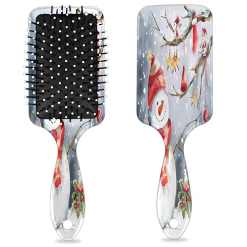 Weihnachts-Schneemann-Haarbürste, Winter, Schneeflocke, nasses, trockenes Luftkissen, Haarbürste aus Kunststoff, Entwirrer, Haarbürste für Kinder und Erwachsene, Geschenk für Damen und Herren von Mexpekil