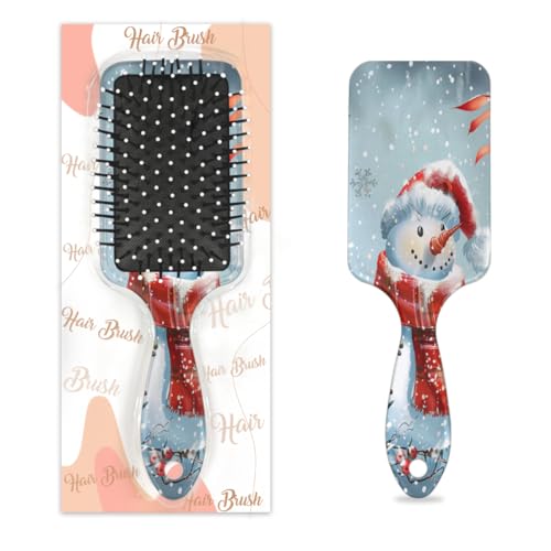 Weihnachts-Schneemann-Haarbürste, Winter, Schneemann, Beere, nasses, trockenes Luftkissen, Haarbürste, Kunststoff, Entwirrer, Haarbürste für Kinder und Erwachsene, Geschenk für Damen und Herren von Mexpekil