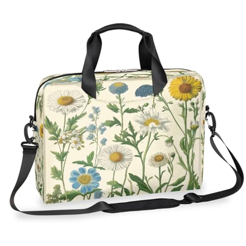 Wildflower Botanical Floral Plant Laptop Aktentasche für Männer und Frauen, 15,7 Zoll Business Computer Tasche mit abnehmbarem Schultergurt, Laptoptasche, Messenger Aktentasche von Mexpekil