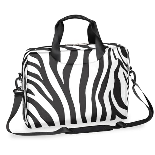 Zebra Skin Schwarz und Weiß Laptop Aktentasche für Männer Frauen 15,7 Zoll Business Computer Tasche mit abnehmbarem Schultergurt Laptoptasche Tasche Sleeve Messenger Aktentasche von Mexpekil