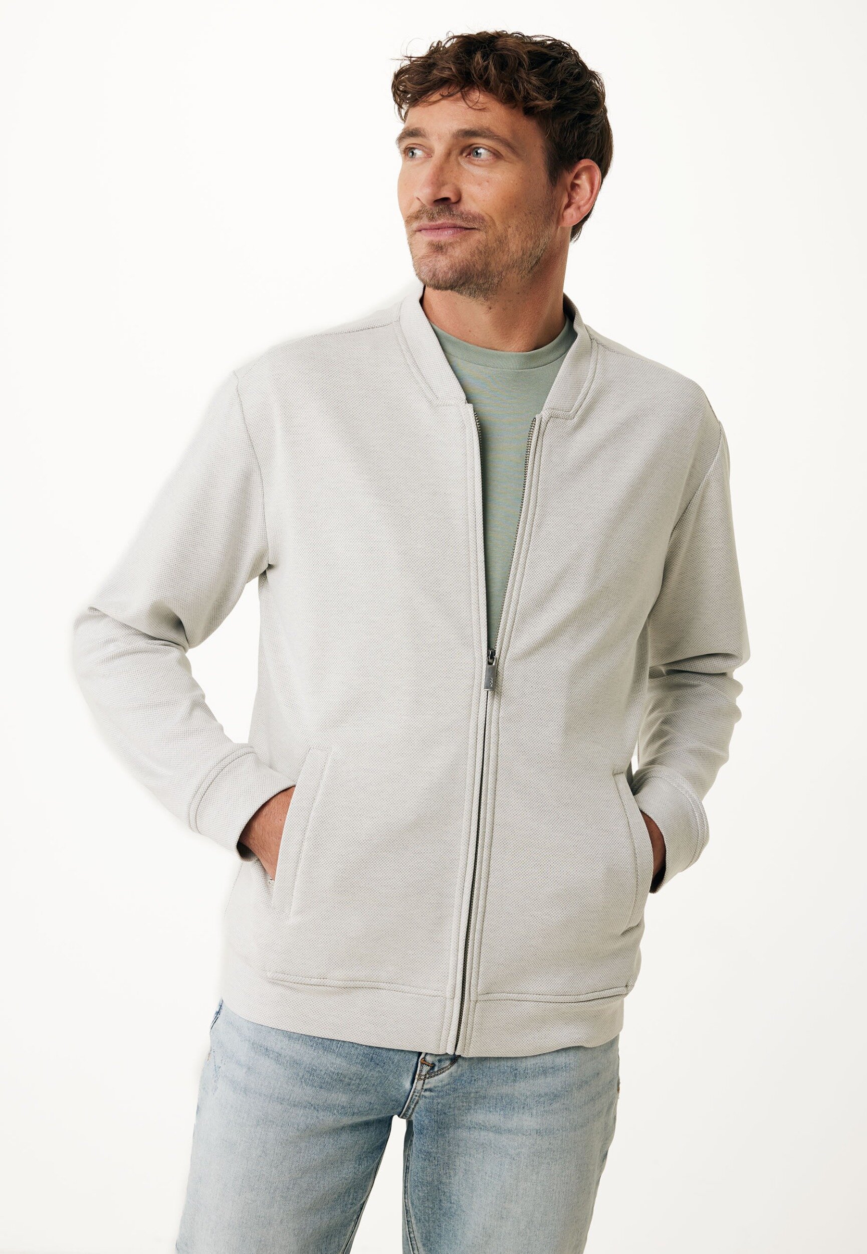 Bomber Full Zip Structured Knit Off White von Mexx