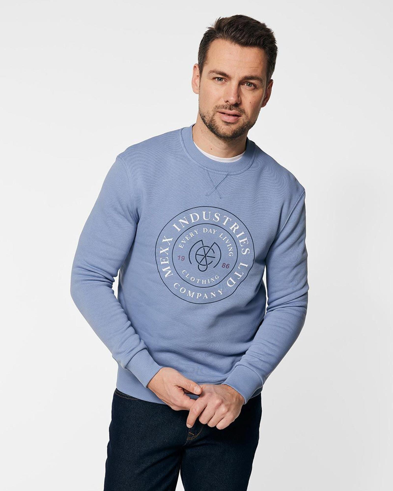 Crew neck sweatshirt with print Denim Blue von Mexx