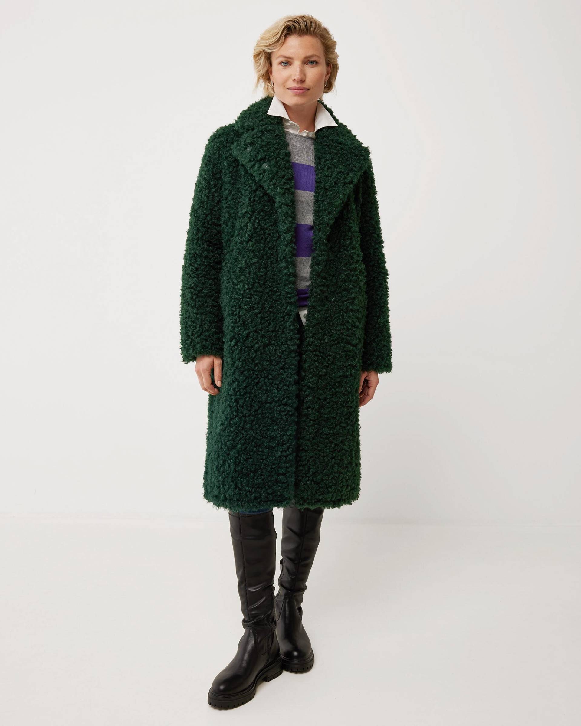 Faux fur coat with belt Dark Green von Mexx