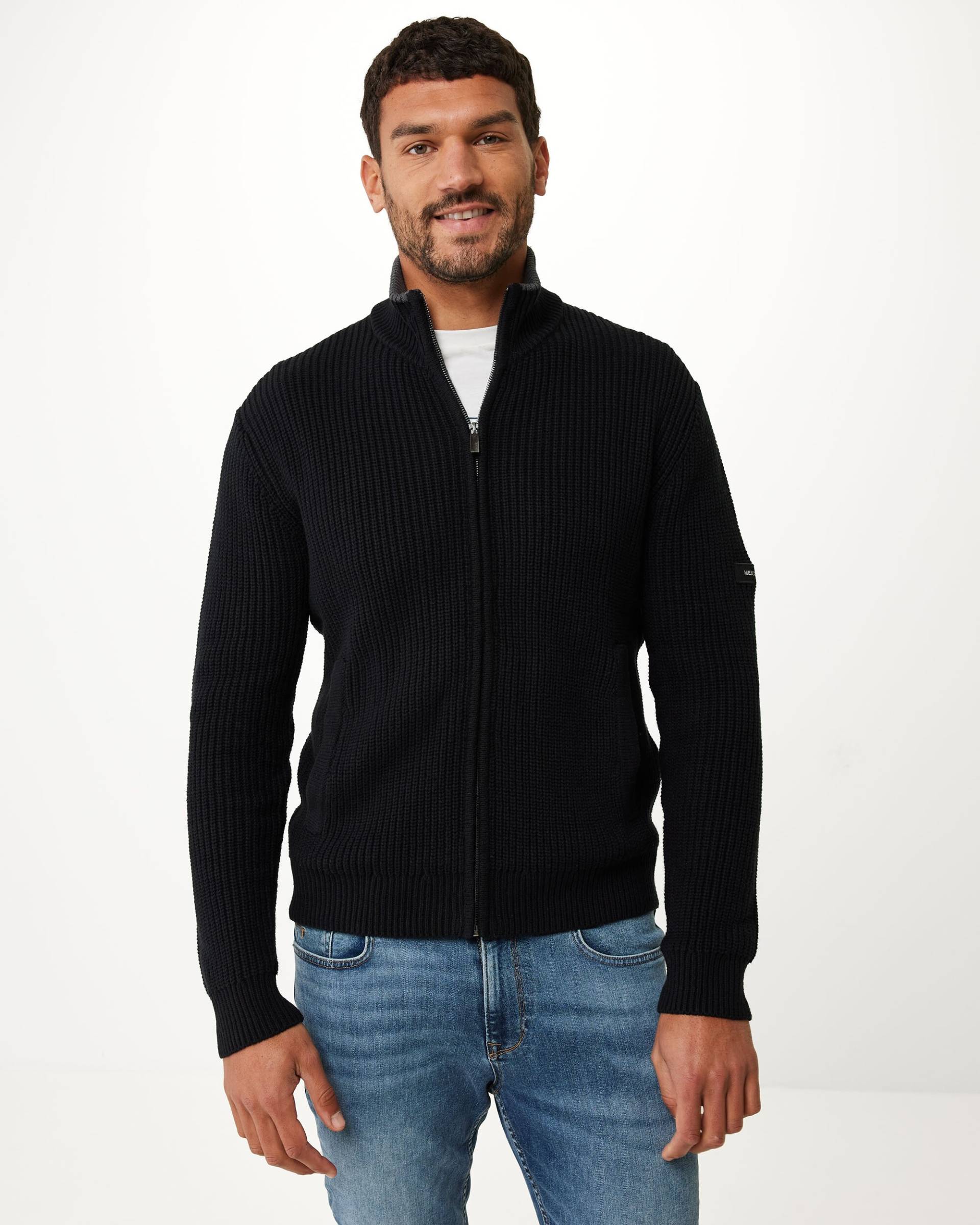 Heavy knit zip through cardigan Black von Mexx