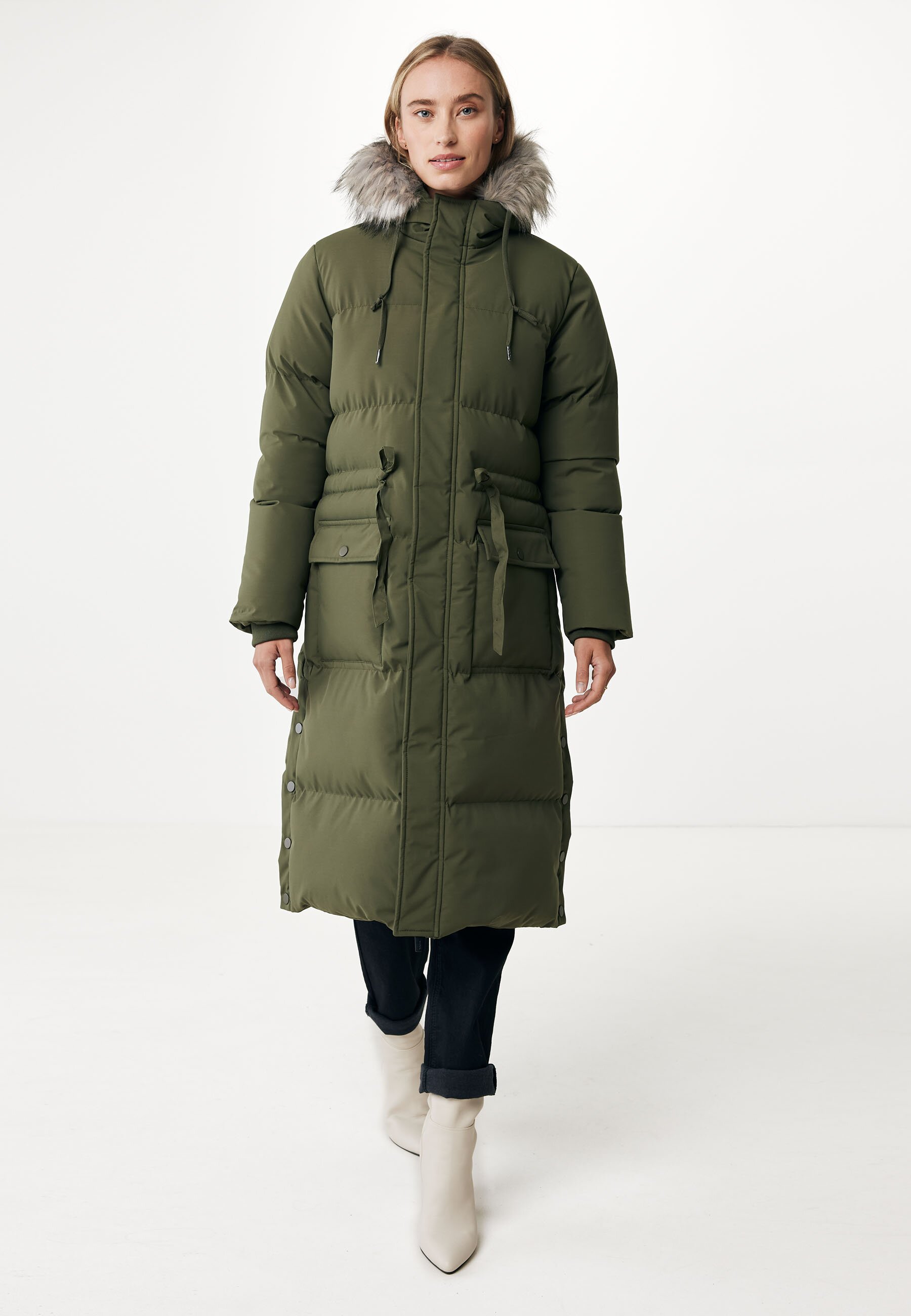 Hooded Jacket With Removable Fur Collar Olive von Mexx