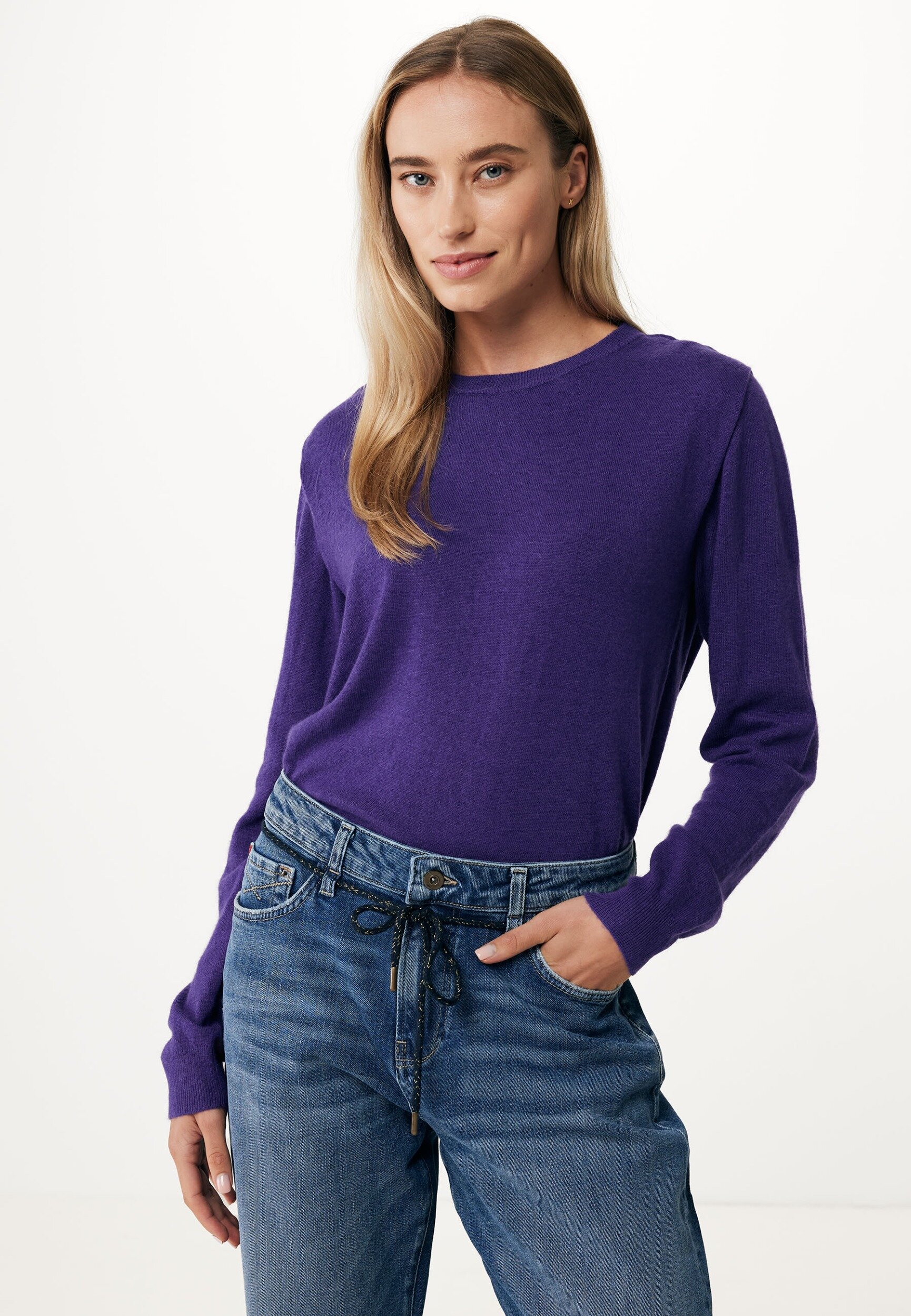 Knitted Pullover With Shoulderpleat Detail Purple von Mexx