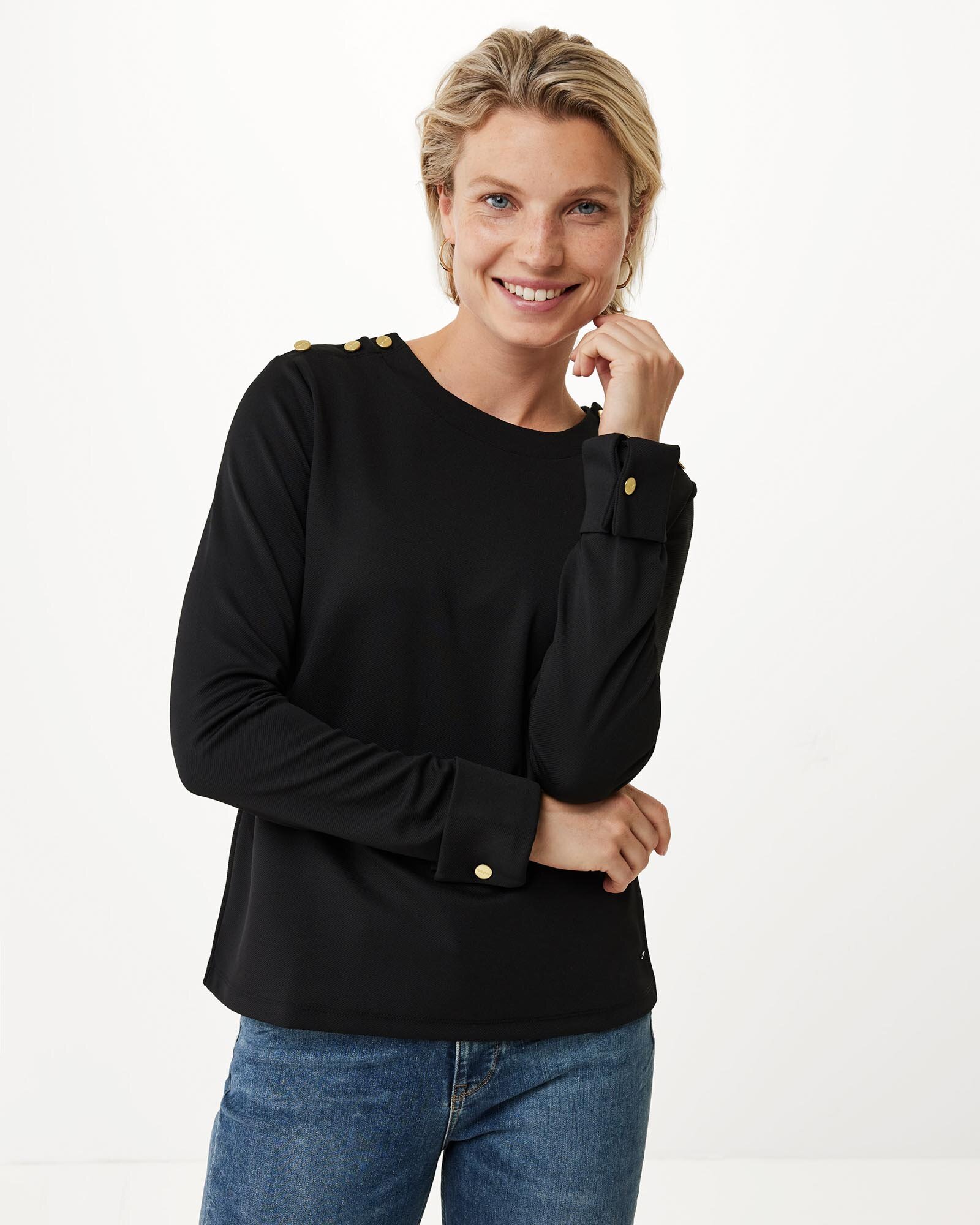 Longsleeve top with buttons on shoulders Black von Mexx