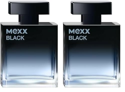 MEXX BLACK Man Eau de Parfume, verführerisch-intensiver Duft mit aquatisch-holzigen Noten für sinnliche Männer, 50ml (Packung mit 2) von Mexx