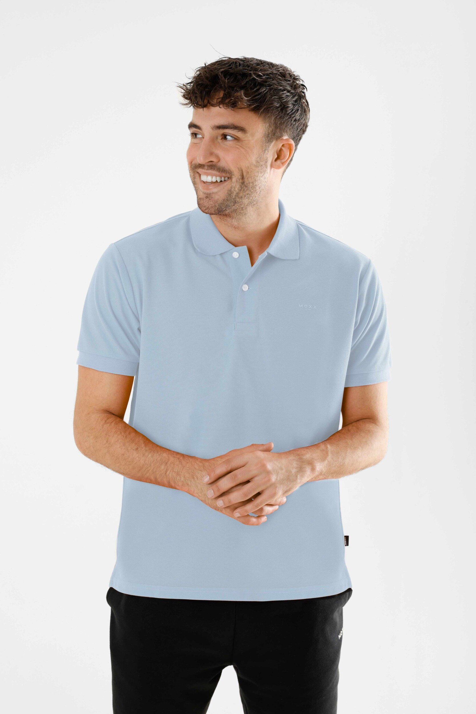 Men Polo T-Shirt Light Blue von Mexx