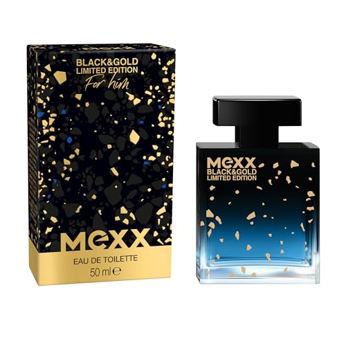 Mexx Black & Gold Limited Edition Man Eau de Toilette, holzig-fruchtiger Herrenduft, 50ml von Mexx