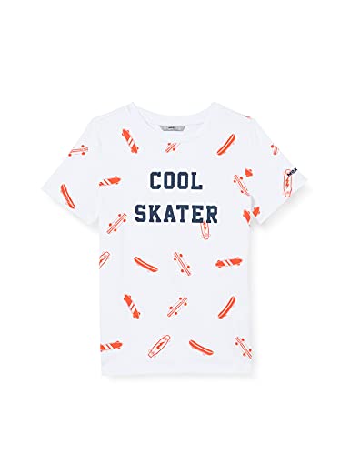 Mexx Boys Crewneck Skater Print T-Shirt, White, 122-128 von Mexx