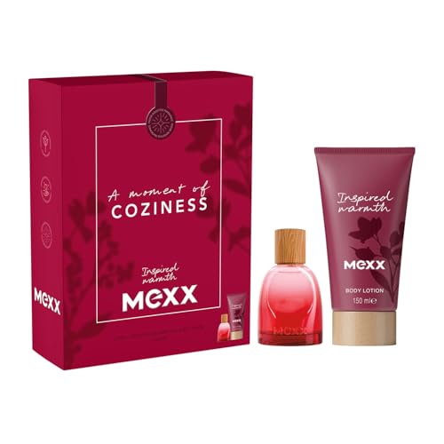 Mexx Inspired Warmth Geschenkset mit Eau de Parfum für Frauen und Körperlotion, Amber-Duft und vegane, feuchtigkeitsspendender Formel, 30 ml und 150 ml von Mexx