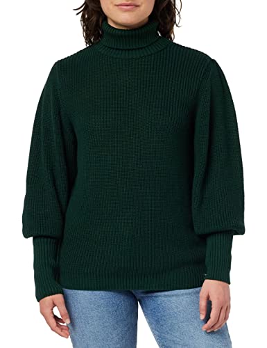 Mexx Women's Knitted Puff Sleeve Pullover Sweater, Dark Green, M von Mexx