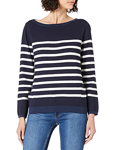 Mexx Womens Boatneck Striped Pullover Sweater, Dark Sapphire (Navy), L von Mexx