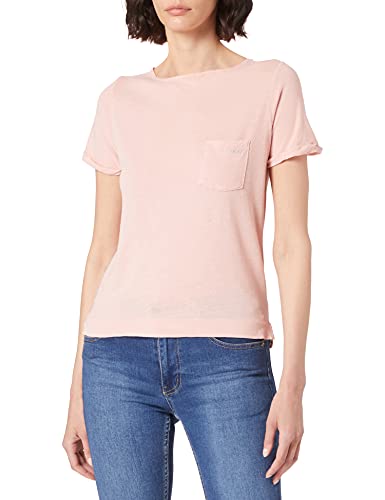 Mexx Womens Linen Relaxed fit with Pocket T-Shirt, Mid Pink, S von Mexx