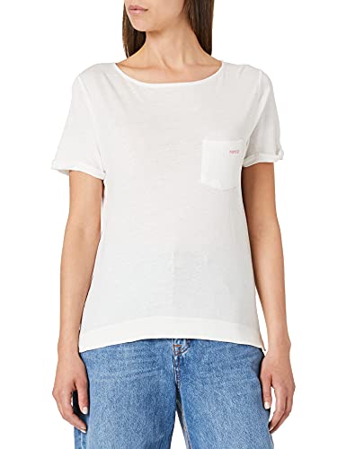 Mexx Womens Linen Relaxed fit with Pocket T-Shirt, Off White, S von Mexx