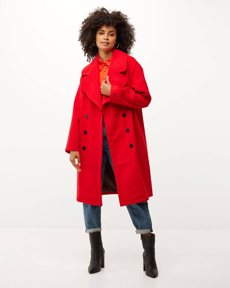 Midi length big lapel collar coat Red von Mexx