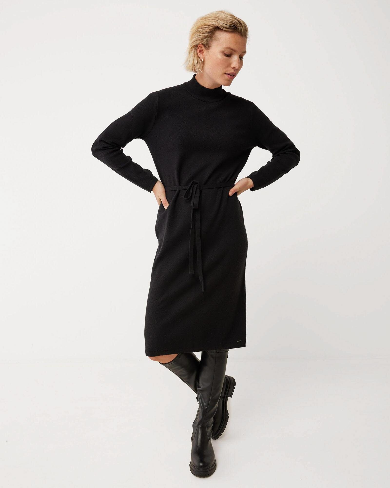 Mock neck knitted dress Black von Mexx