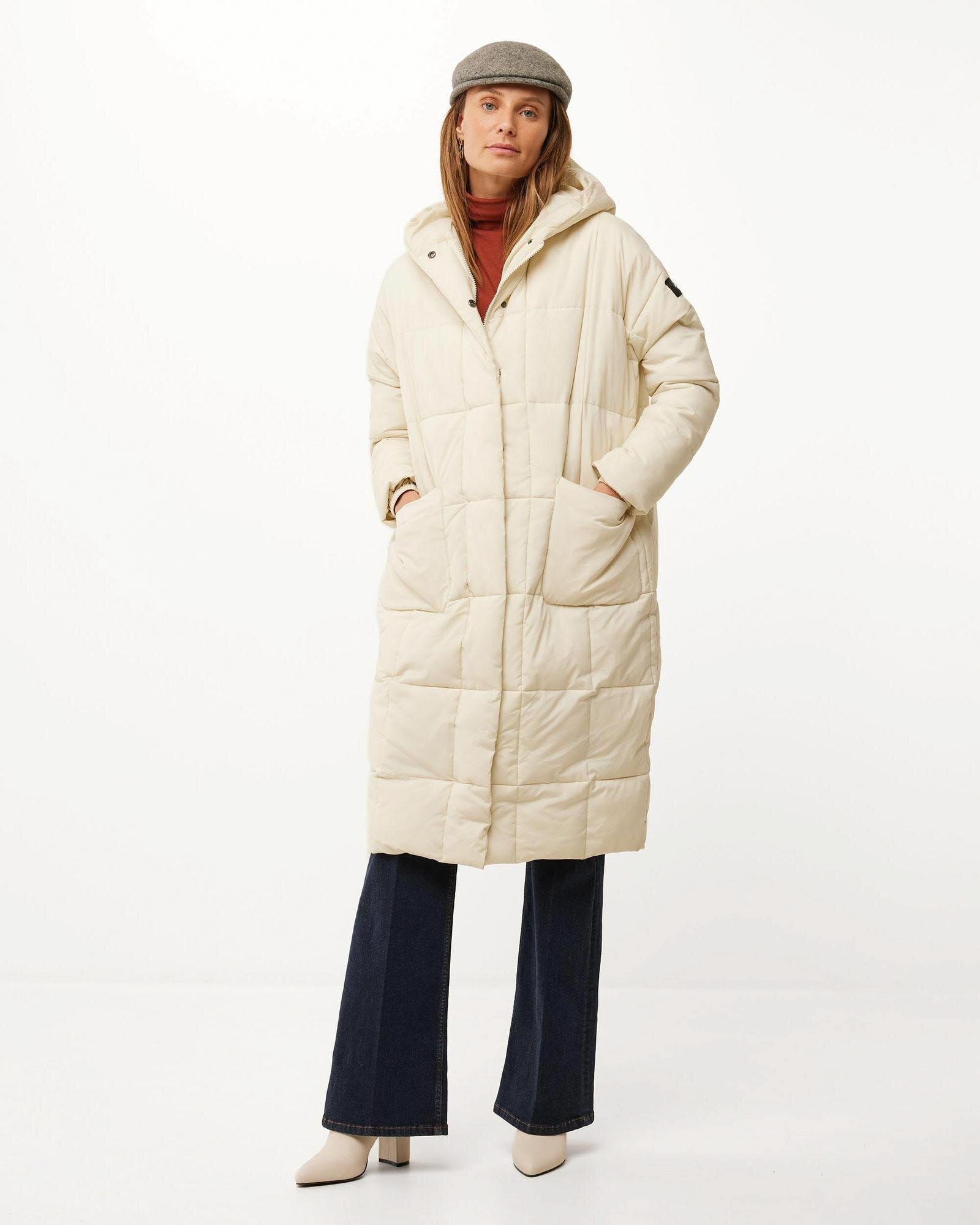 Oversized hooded padded jacket Ecru von Mexx