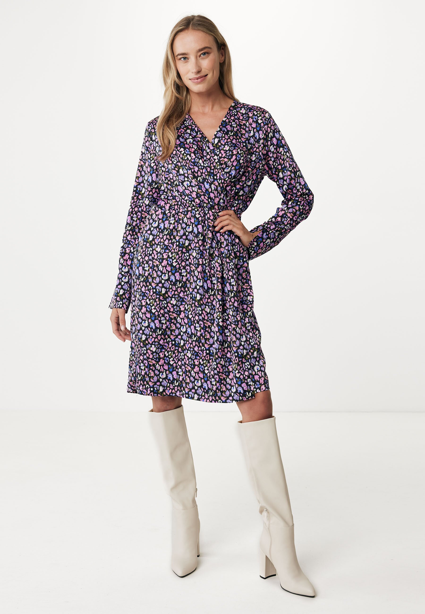 Printed Wrap Dress Purple von Mexx