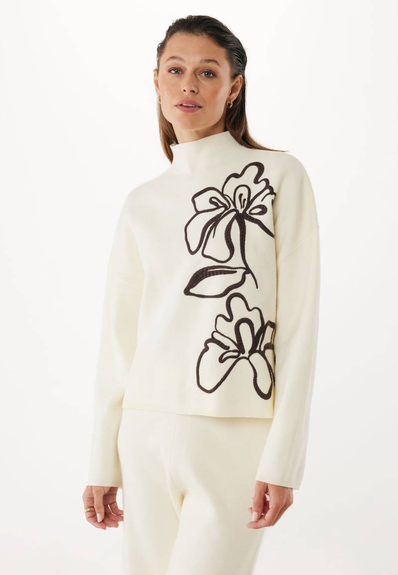 Pullover Flower Jacquard Turtle Neck Cream von Mexx