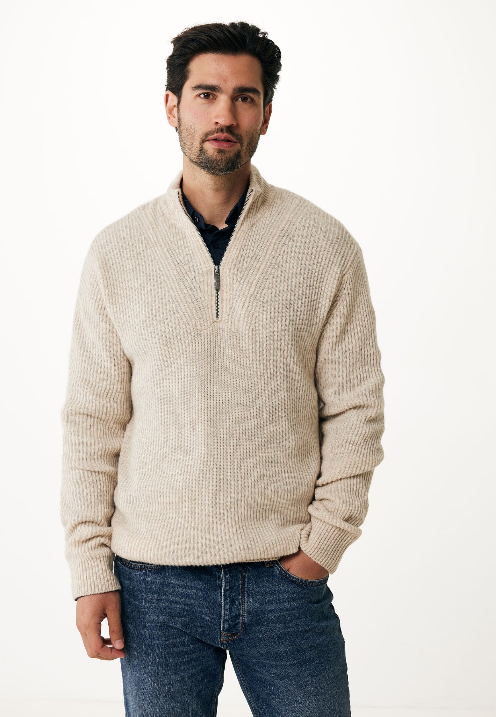 Pullover Gestrickt Melee Beige von Mexx