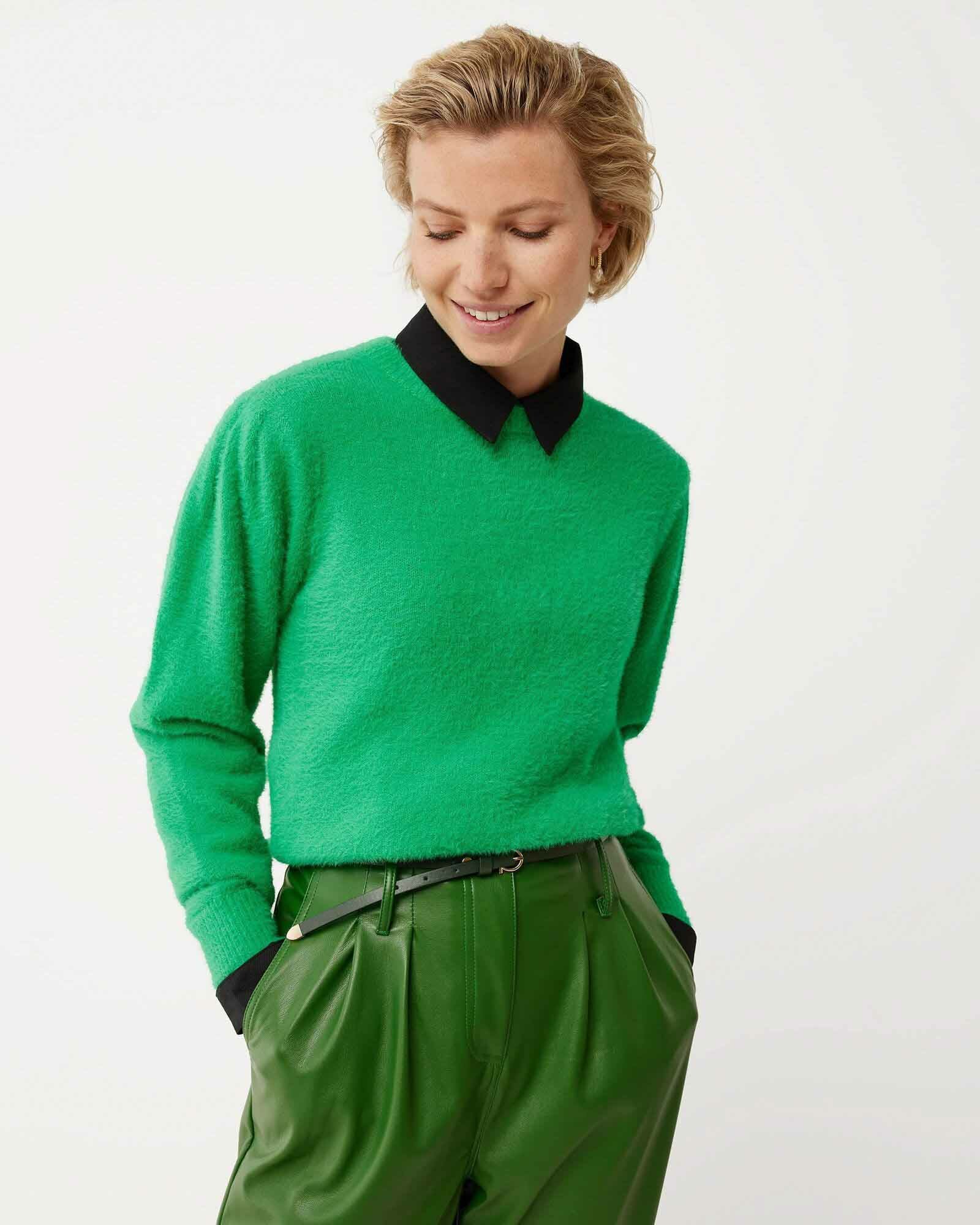 Round neck colorblock knitted pullover Bright Green von Mexx