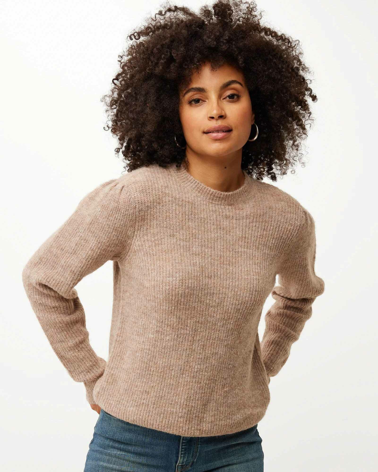 Round neck puff sleeve pullover Beige von Mexx