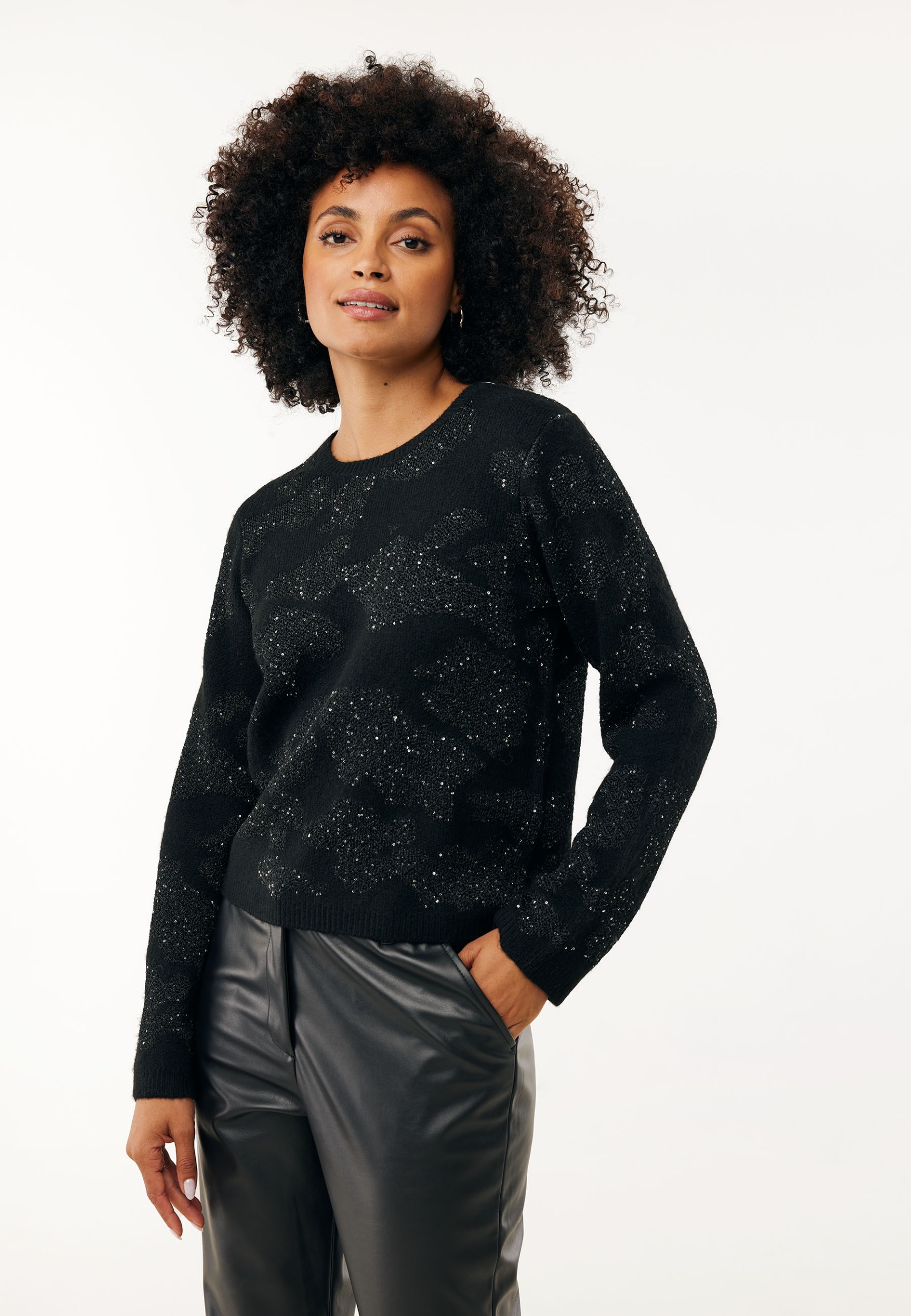 Sequins Knit Crewneck Schwarz von Mexx