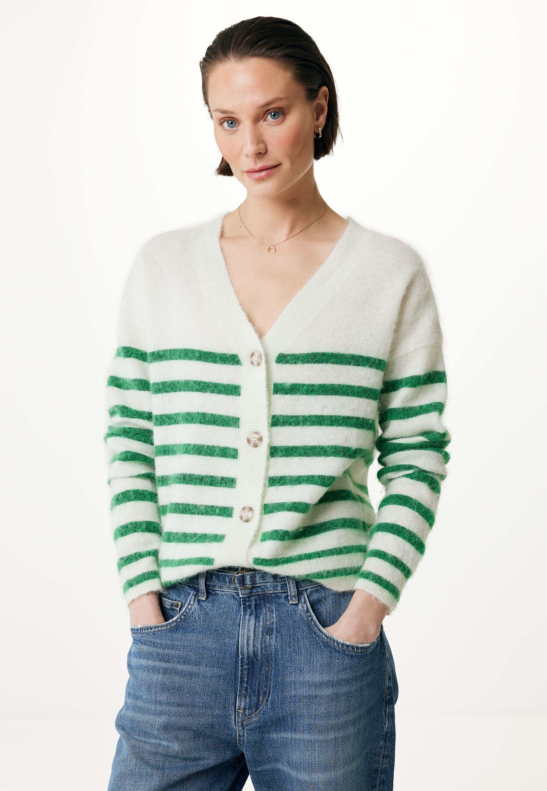 Striped Cardigan White von Mexx