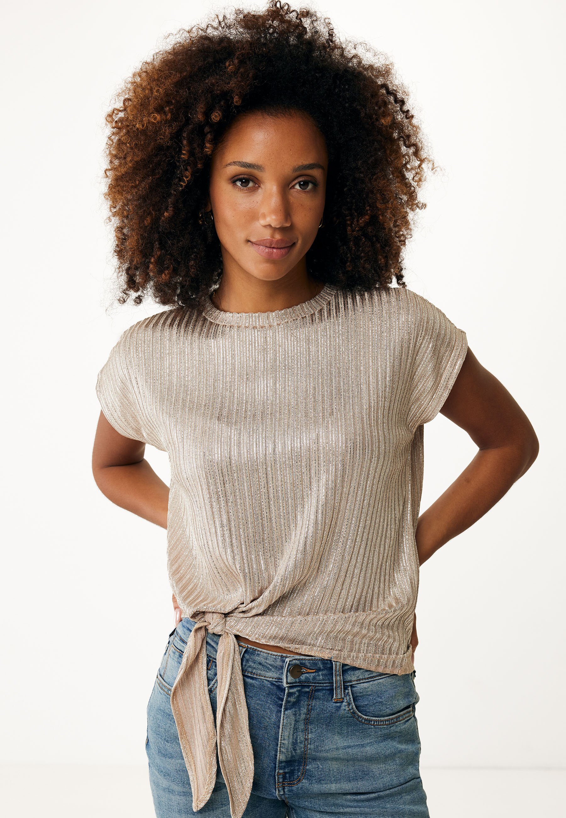 T-shirt Lurex Rib Sand von Mexx