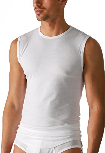 2er Pack Mey Herren Shirt – Größe 8 – Weiß – Unterhemd mit Rundhals-Ausschnitt – Ohne Arm - Pima Baumwolle supergekämmt – 2801 Noblesse von Mey