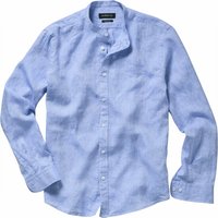 Mey & Edlich Herren Hemd Elementar-Leinenhemd Stehkragen Langarm blau 45 von Mey & Edlich