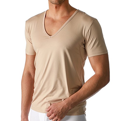 2er Pack Mey Herren Business Unterhemd – Größe 5 – Skin - Drunterhemd – Unterhemd mit V-Ausschnitt – Shirt mit Einsätzen unter den Achseln – 46038 Dry Cotton Functional von Mey
