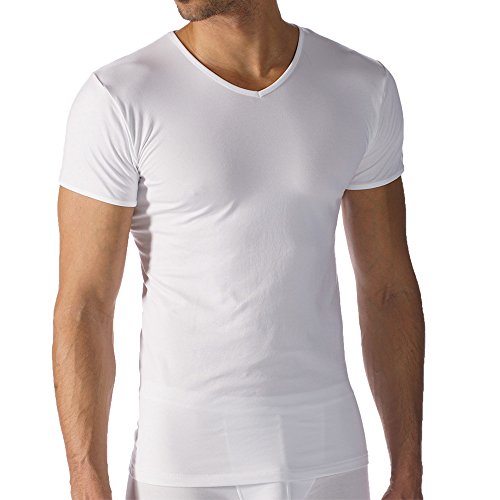 Mey 2er Pack Herren Shirts - 42507 Software - T-Shirt mit V-Neck - Unterhemd ohne störende Seitennähte - Atmungsaktives Material - Farbe Weiß - Größe 5 (M) von Mey