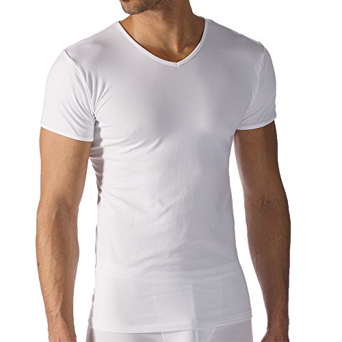 Mey 2er Pack Herren Shirts - 42507 Software - T-Shirt mit V-Neck - Unterhemd ohne störende Seitennähte - Atmungsaktives Material - Farbe Weiß - Größe 6 (L) von Mey