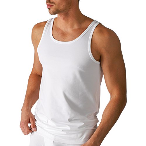 Mey 2er Pack Herren Tanktop – Größe 7 – Weiß – Männer Tank Top - Coolmax-Fasern – Shirt Rundhals - Unterhemd ohne Arm – 46000 Dry Cotton von Mey