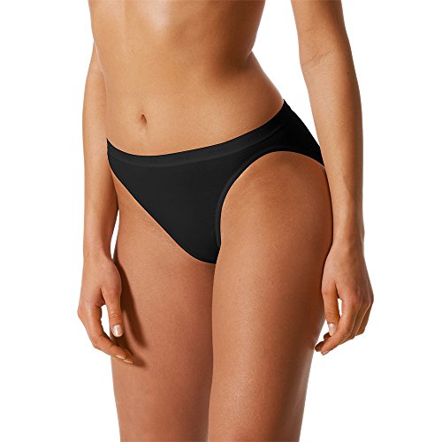 Mey 2er Pack Damen Minislips of - 89602 - Schwarz - Größe 40 - Unterhosen ohne Seitennähte - Damenslip Bodysize - Damenwäsche aus supergekämmter Baumwolle von Mey