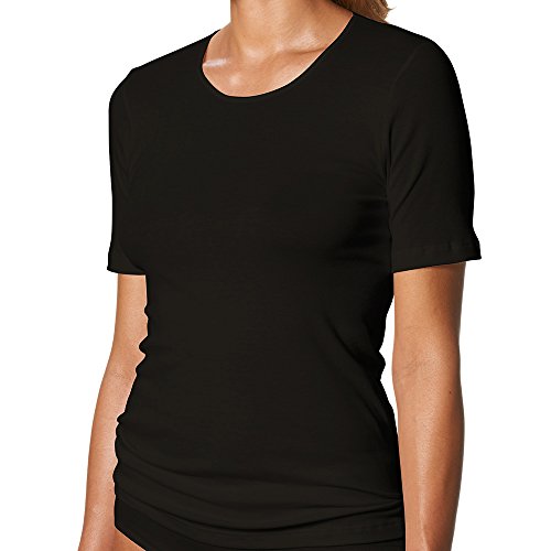 Mey 2er Pack Damen Spencer-Shirt - Noblesse - 26807 - Schwarz - 44 - Unterhemd mit 1/2 Arm - Kurzarm-Unterhemden für Damen - 100% Baumwolle von Mey