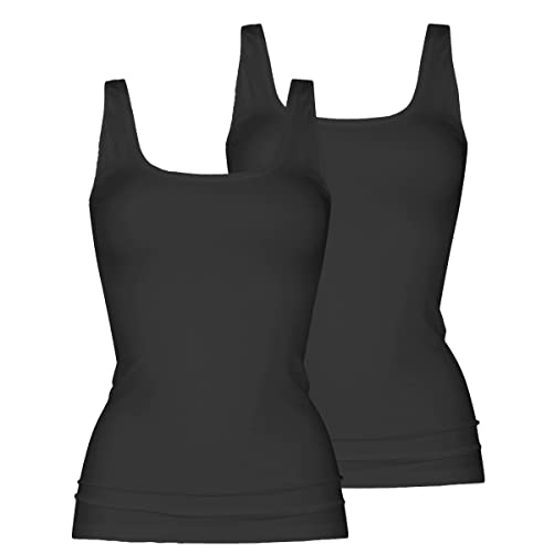 Mey 2er Pack Damen Trägerhemd - Organic - 25816 - Damen Top mit Breiten Trägern - Unterhemd Bio Baumwolle - Farbe Schwarz - Größe 42 von Mey