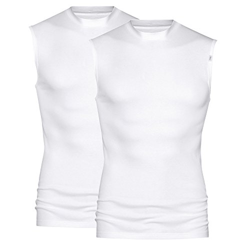 Mey Herren Unterhemden 2er Pack – Größe 8 – Weiß – Unterhemd Reine Baumwolle – Shirt ohne Arm – Feinripp supergekämmt – 50537 Noblesse von Lupsty