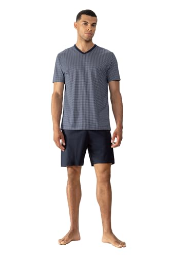 Mey Nachtwäsche Serie Blue Grid Herren Schlafanzüge kurz Yacht Blue XXL(56) von Mey