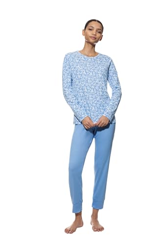 Mey Nachtwäsche Serie Flower Meadow Damen Schlafanzüge Blue Silk 3XL(48) von Mey