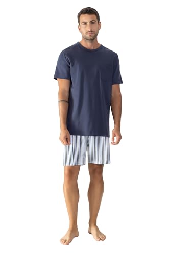 Mey Nachtwäsche Serie Light Stripes Herren Schlafanzüge kurz Deep Blue Sky M(50) von Mey