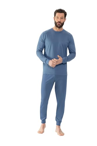 Mey Nachtwäsche Serie Structured Herren Schlafanzüge lang Blue North L(L) von Mey