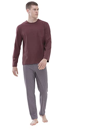 Mey Night Serie Geo Herren Schlafanzüge lang Oxblood L(52) von Mey